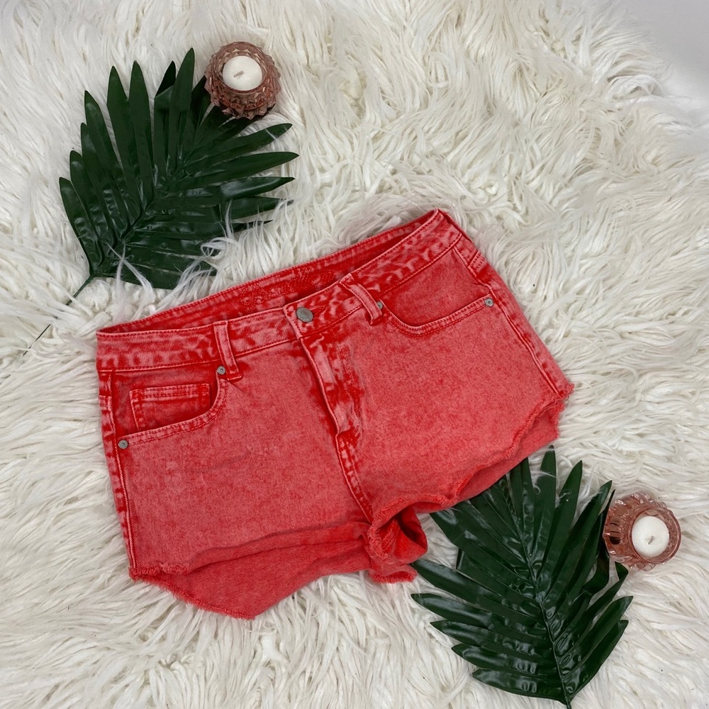 🌿Delias 5/6 Washed Red Jean Short Shorts